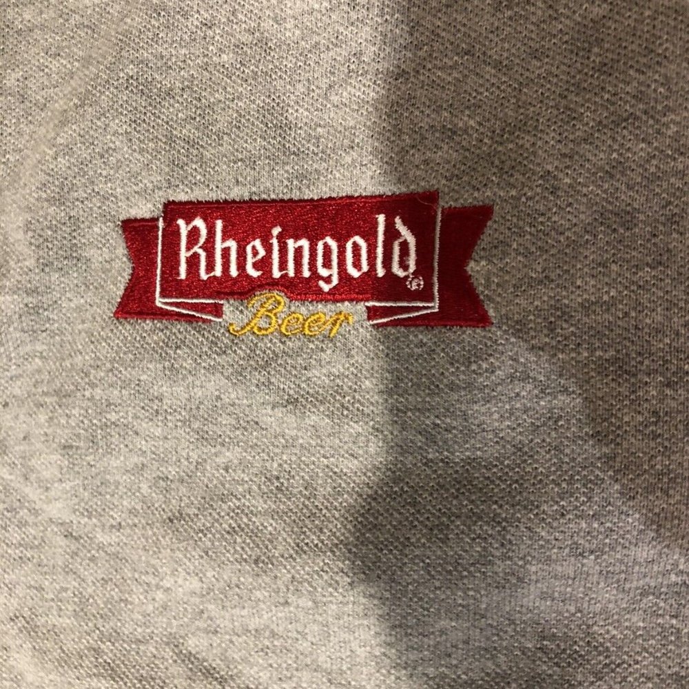 NEW! Rheingold Beer NYC Grey Polo Knit Shirt‎ men’s Large RARE! - Picture 2 of 4